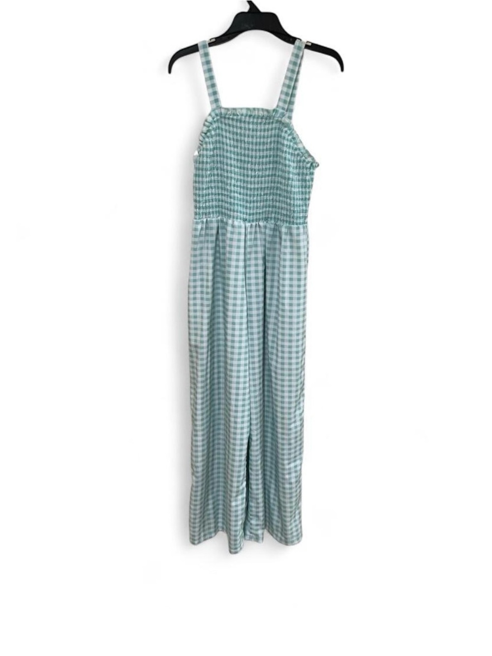 Smocked Gingham Jumpsuit in light blue xl - Picture 2 of 3